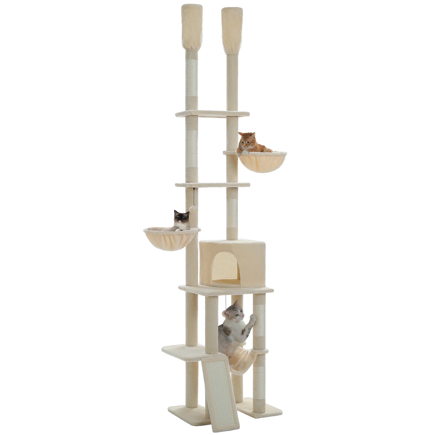 PAWZ Road Cactus Floor To Ceiling Cat Tree With Condos And Hammocks