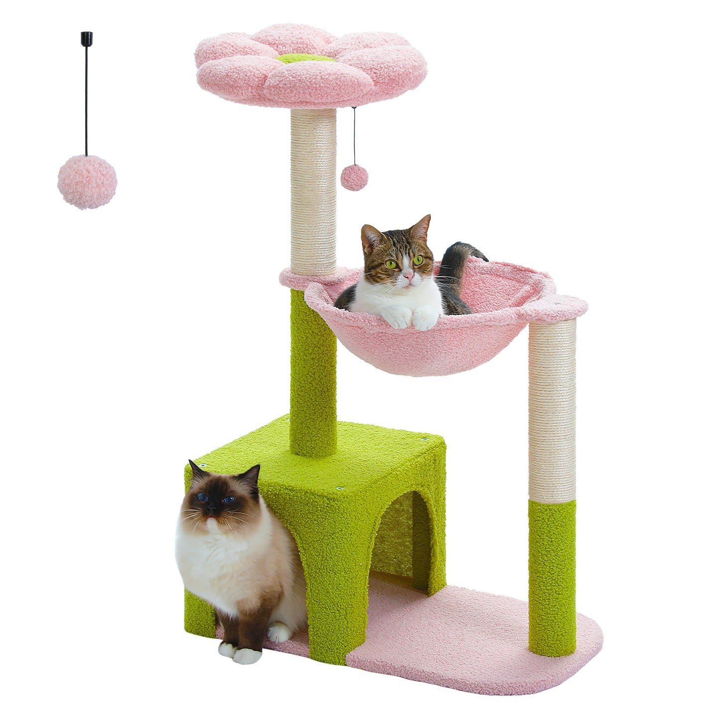 PETEPELA Flower Cat Tree With Large Metal Frame Hammock