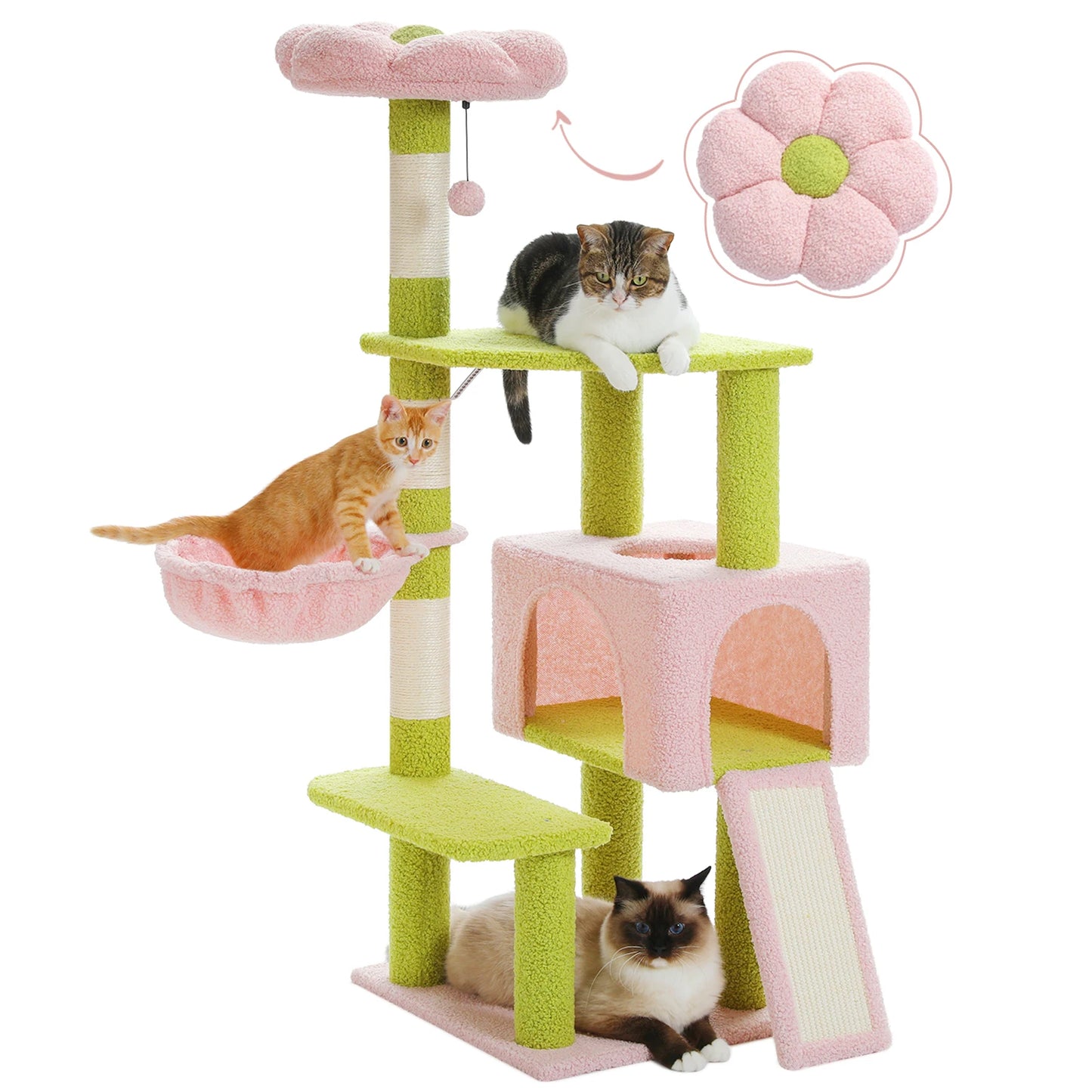 PAWZ Road Flower Cat Tree Multi Level Cat Tower With Sisal Covered Posts