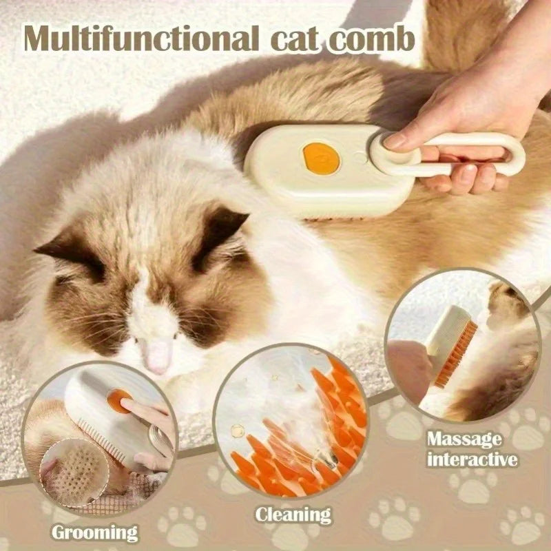 Grooming Steam Brush For Pets Cat Hair Removal And Massage