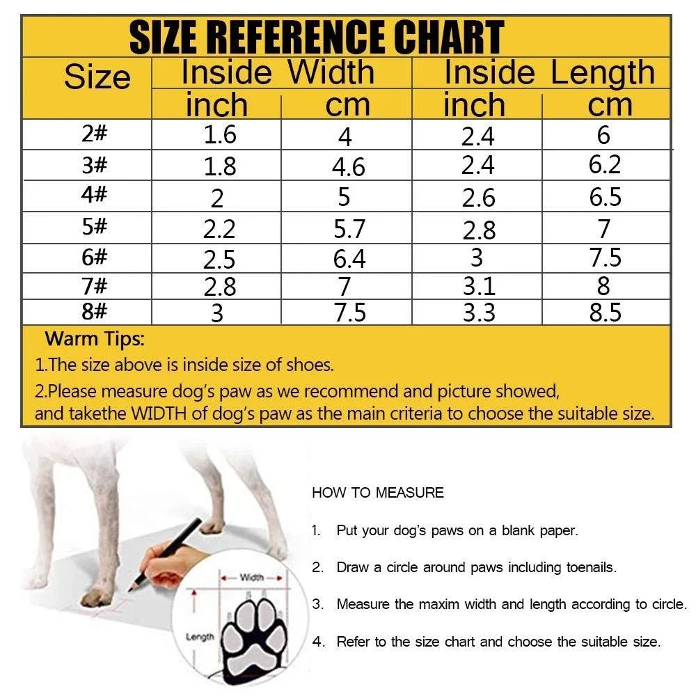 Waterproof Dog Shoes Anti Slip Rubber Booties Reflective Paw Protectors