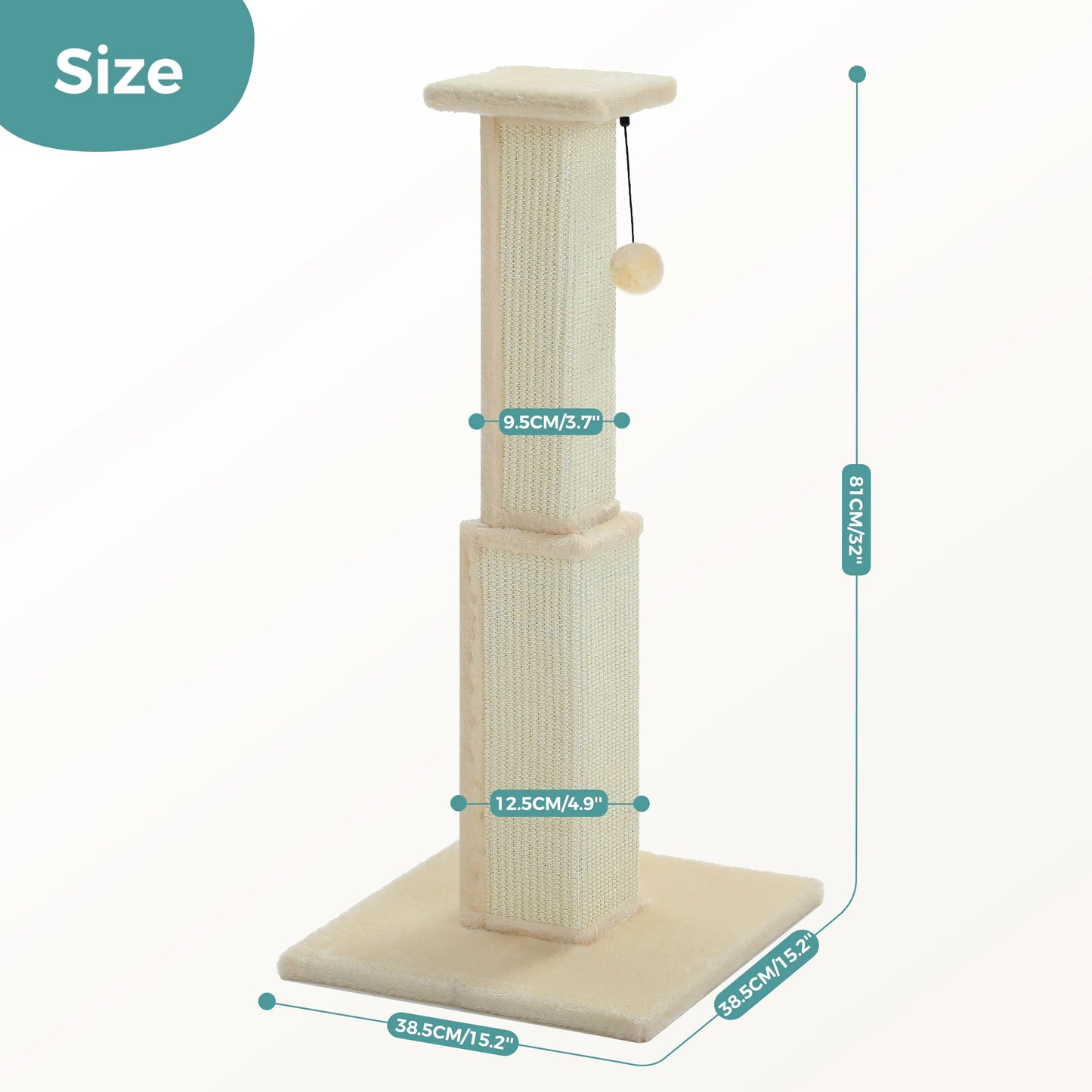 PAWZ Road Large Cat Scratching Post For Indoor Cats Sisal