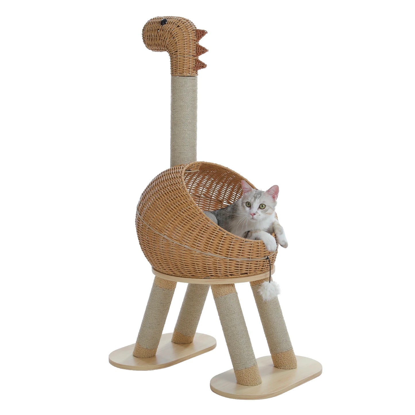 PAWZ Road Rattan Dinosaur Cat Tree With Sisal Scratching Post