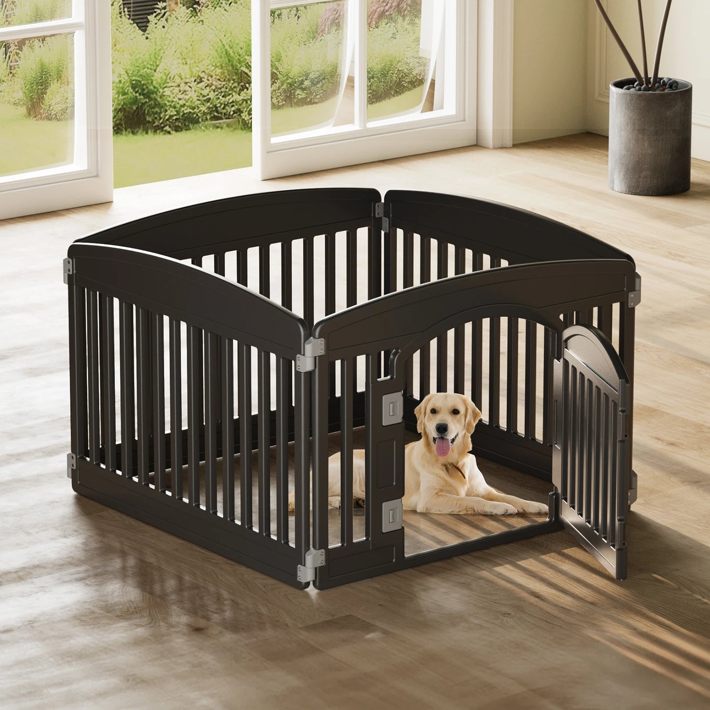 JHK Plastic Dog Playpen 6 Panel Expandable Pet Fence