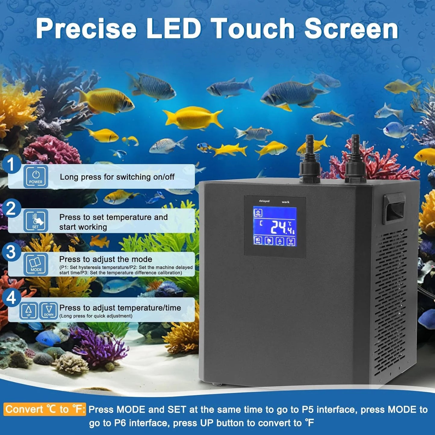 SHICUO Aquarium Chiller Fish Tank Cooling System With Pump
