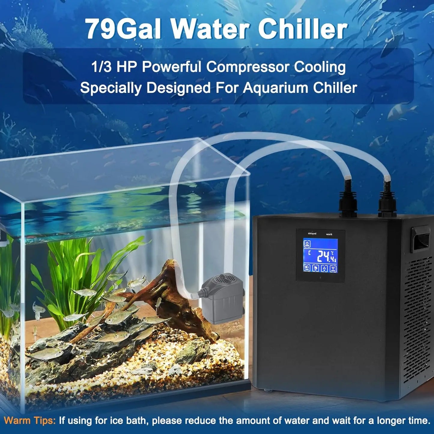 SHICUO Aquarium Chiller Fish Tank Cooling System With Pump