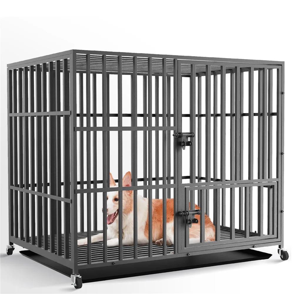 Bingopaw Heavy Duty Dog Cage With 4 Wheels Removable Tray