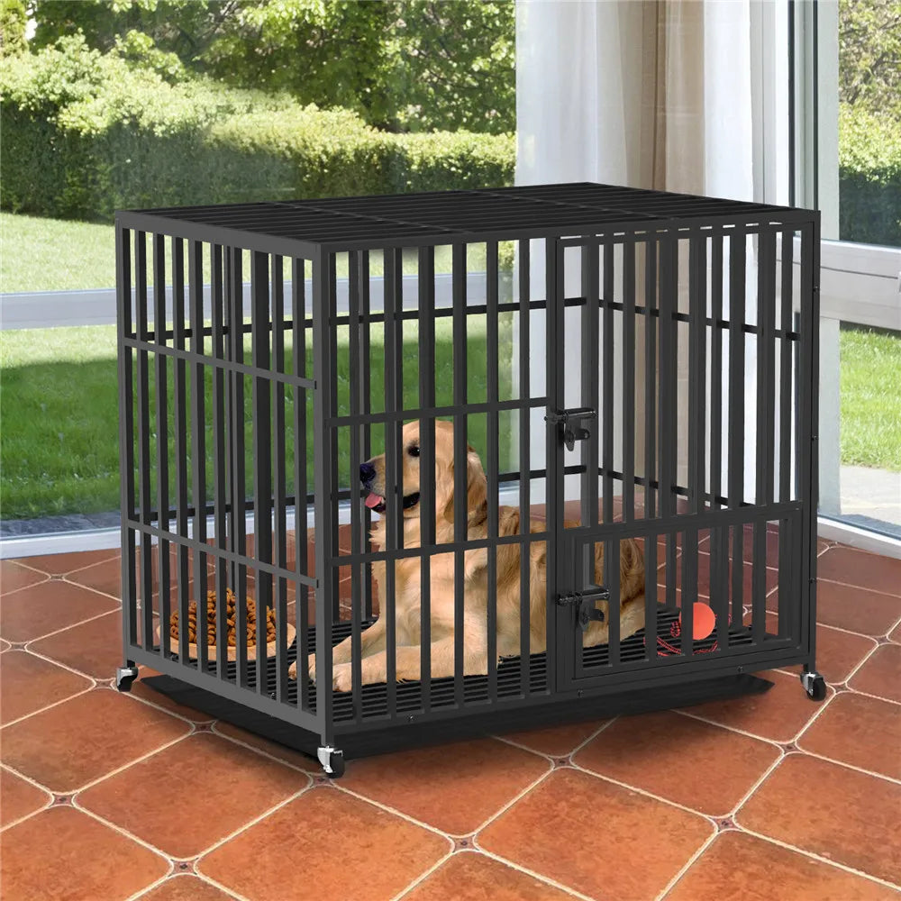 Bingopaw Heavy Duty Dog Cage With 4 Wheels Removable Tray