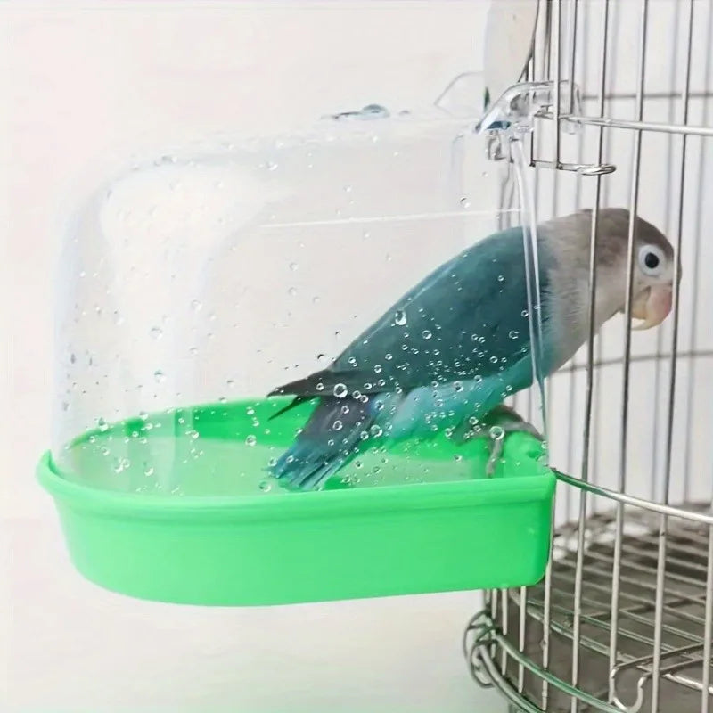 Transparent Bird Bath Tub Splash Proof PP Shower For Parrots Lovebirds Conures