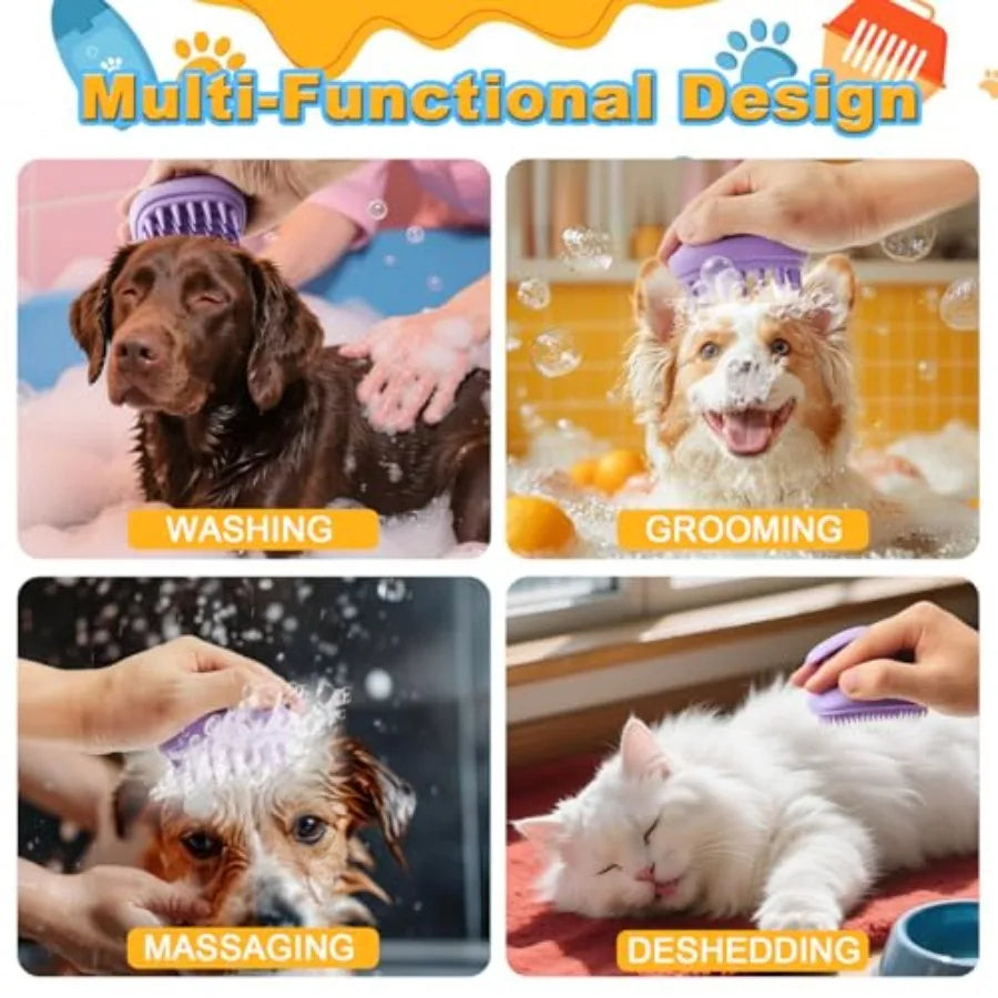 Double Sided Silicone Dog Bath Brush For Grooming And Massage