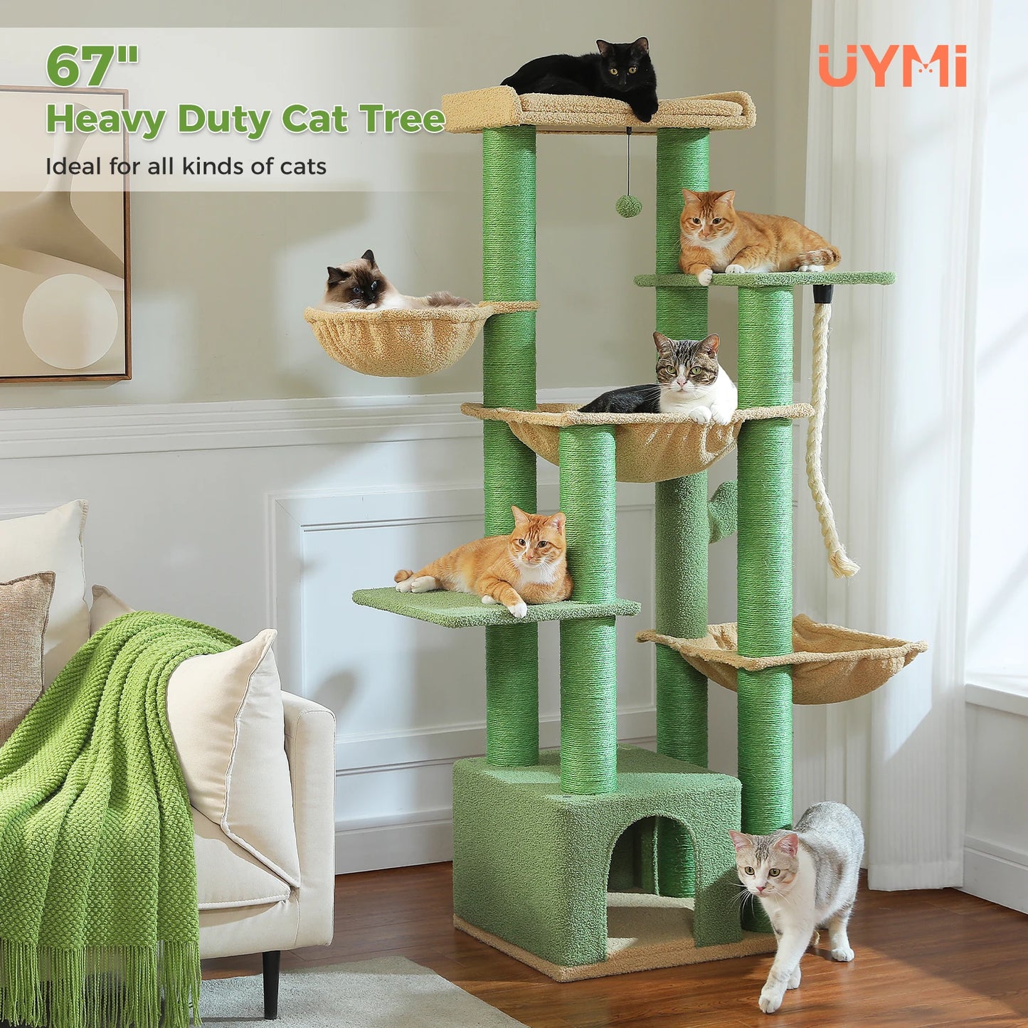 PEQULTI Multi-Level Cat Tree With Scratching Posts And Cozy Condo