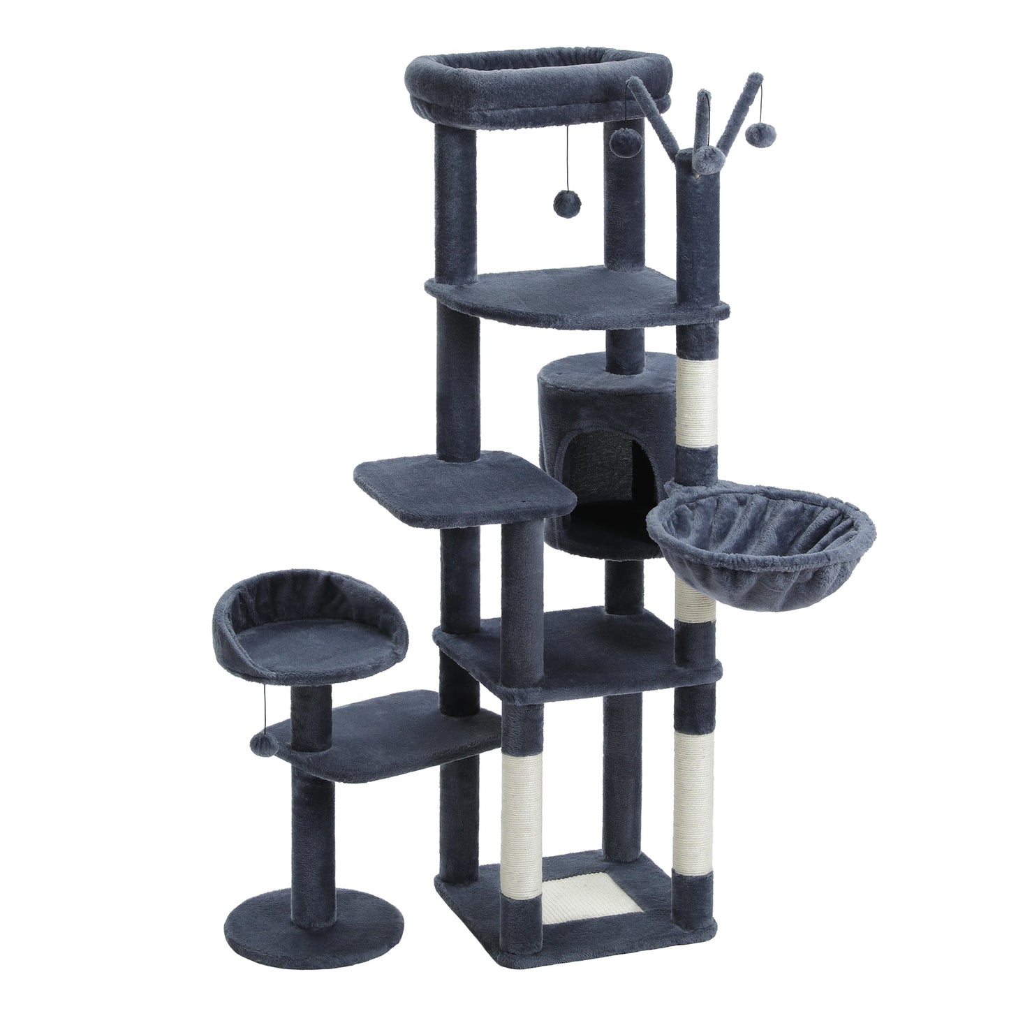PETEPELA Cat Tree For Indoor Cats With Hammock And Scratching Post