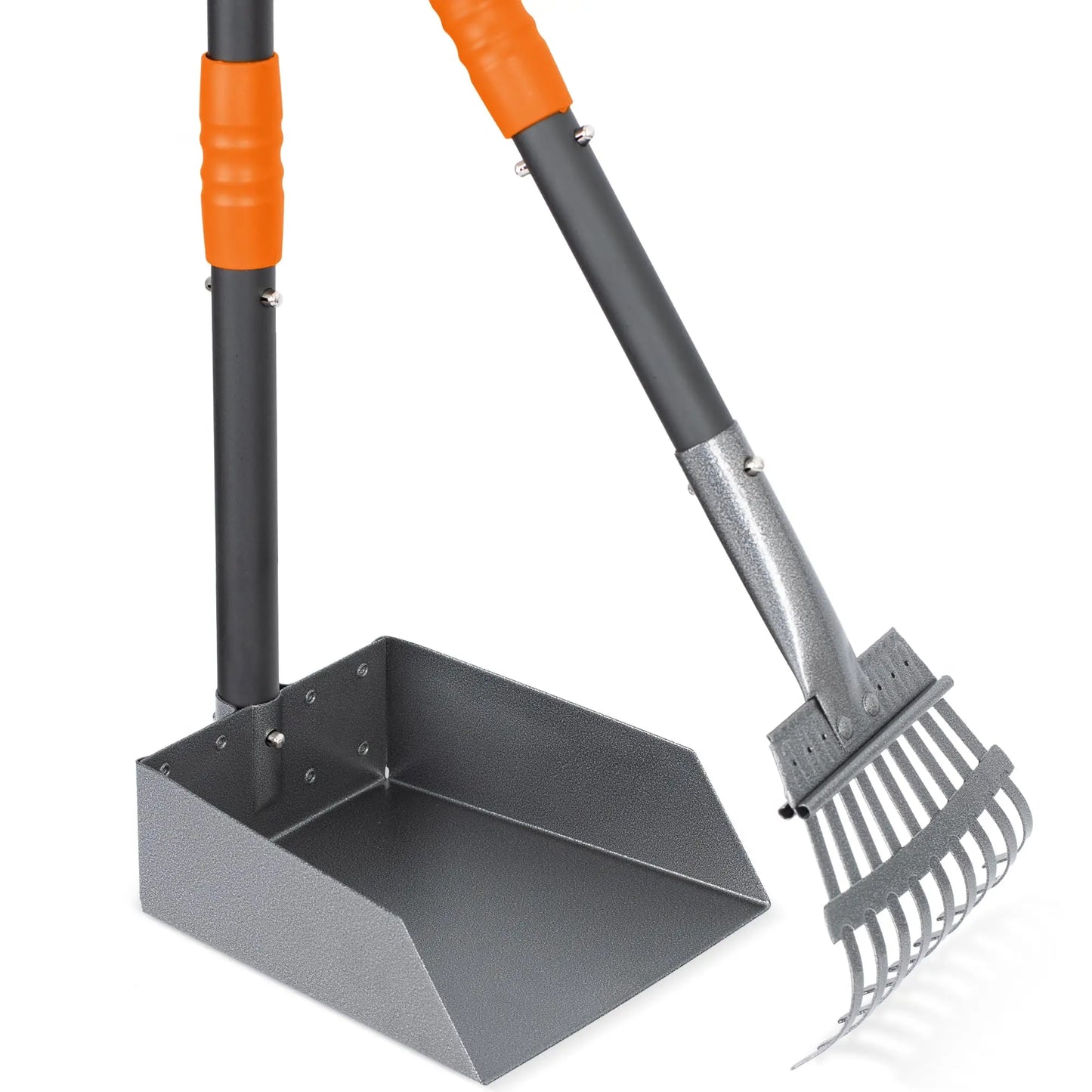 Dog Pooper Scooper And Rake Set With Adjustable Stainless Handles