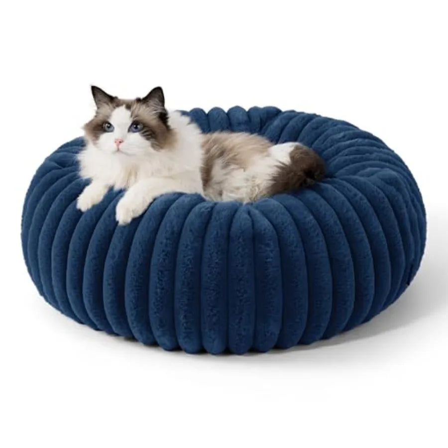ComfyFleece Donut Medium Dog Bed Washable Faux Fur Corduroy