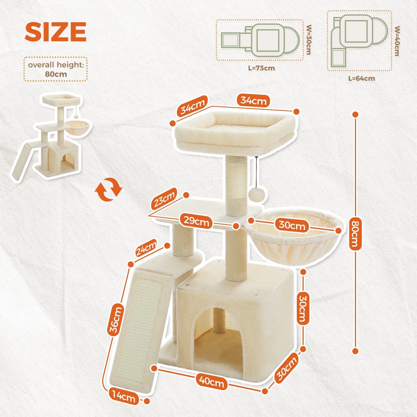 PAWZ Road Cat Tree Tower Three-Tier Cat Activity for Indoor Cats