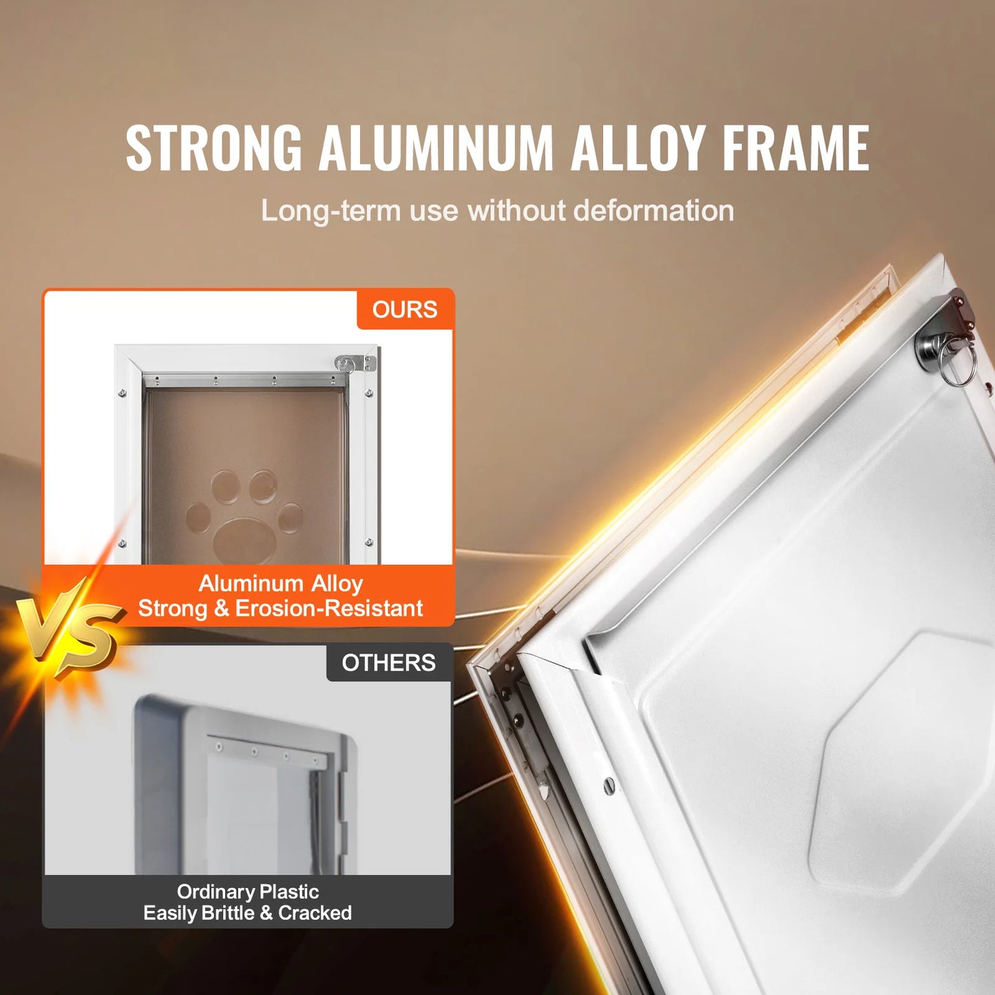 Pet Door Aluminum Frame With Lockable Flap System Weatherproof