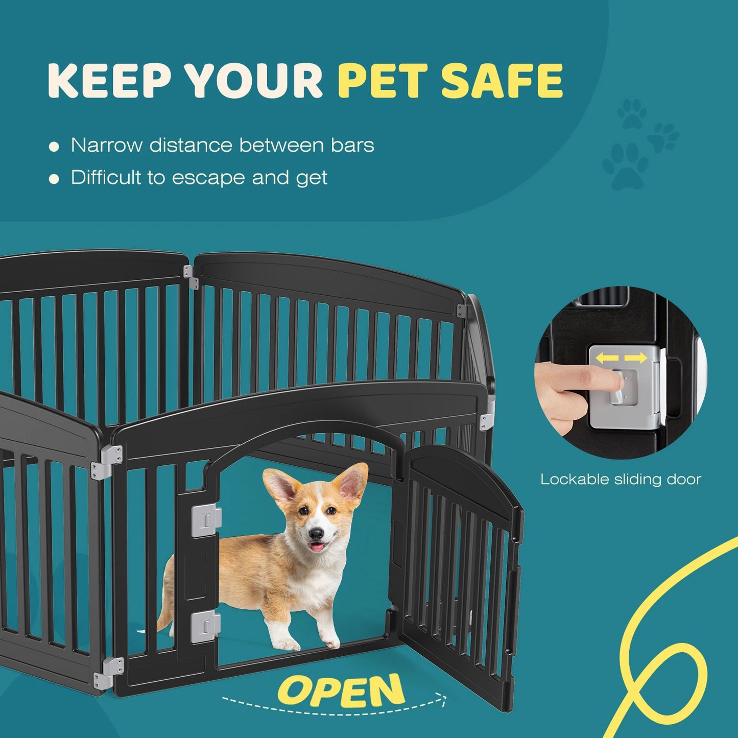JHK Plastic Dog Playpen 6 Panel Expandable Pet Fence