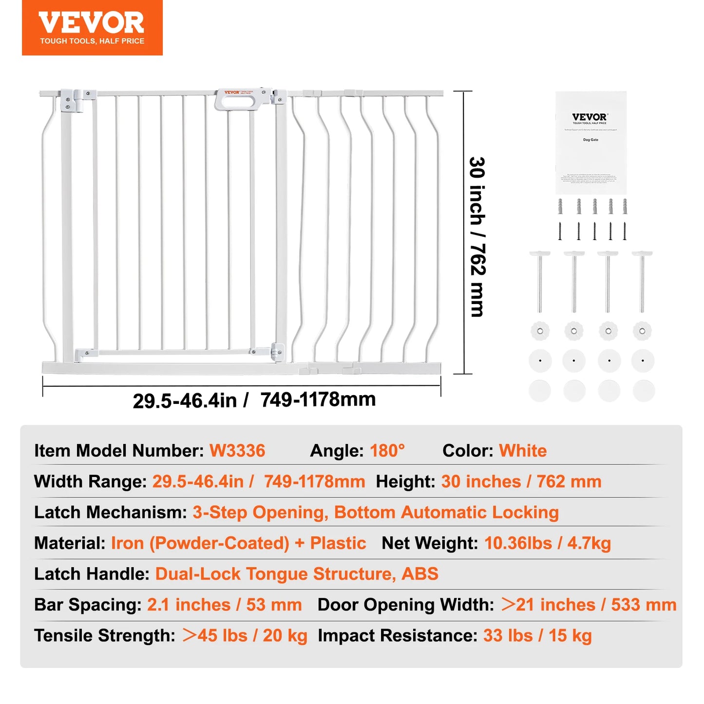 SucceBuy Baby Gate Walk Through Pressure Mount Safety Gate