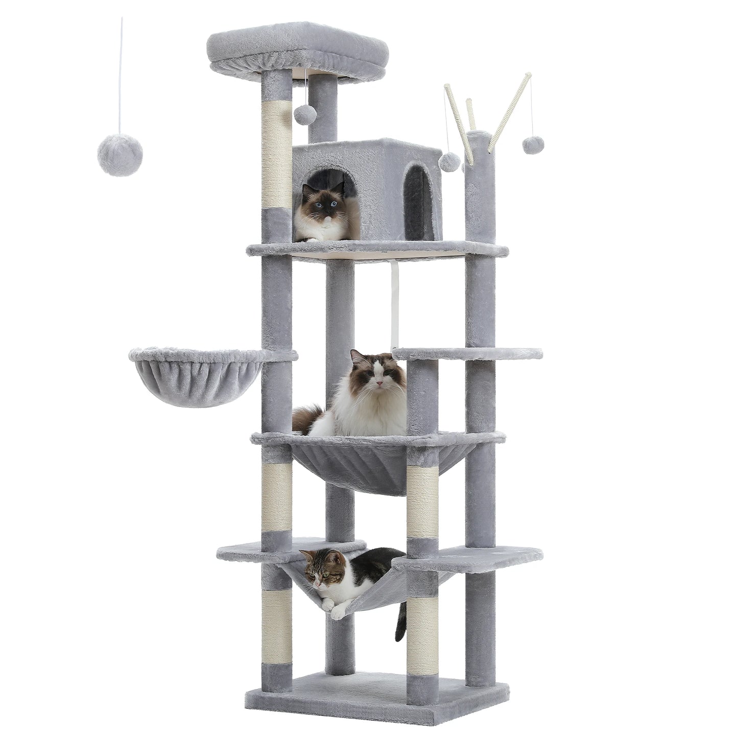PETEPELA Cat Tree For Indoor Cats With Hammock And Scratching Post