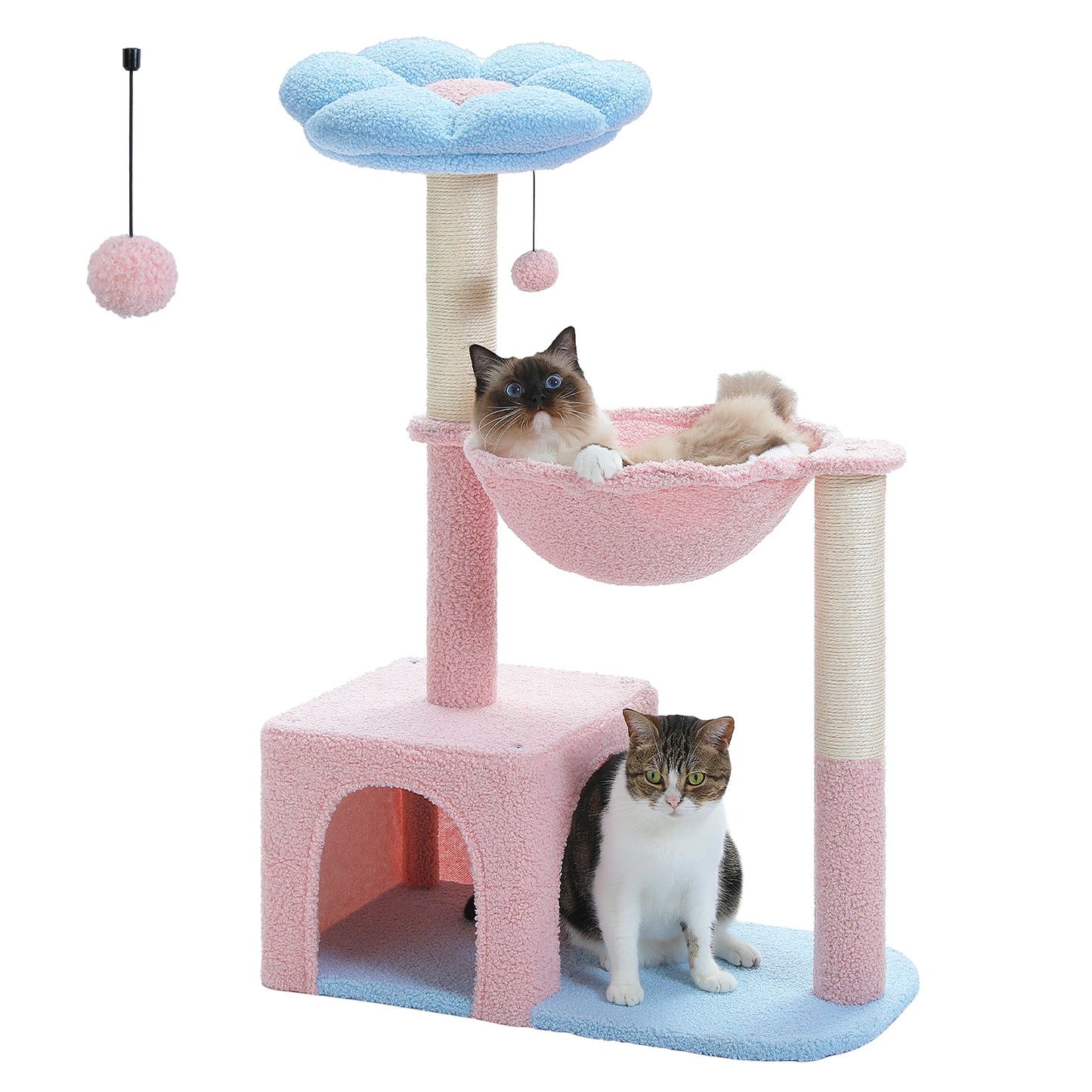 PETEPELA Flower Cat Tree With Large Metal Frame Hammock