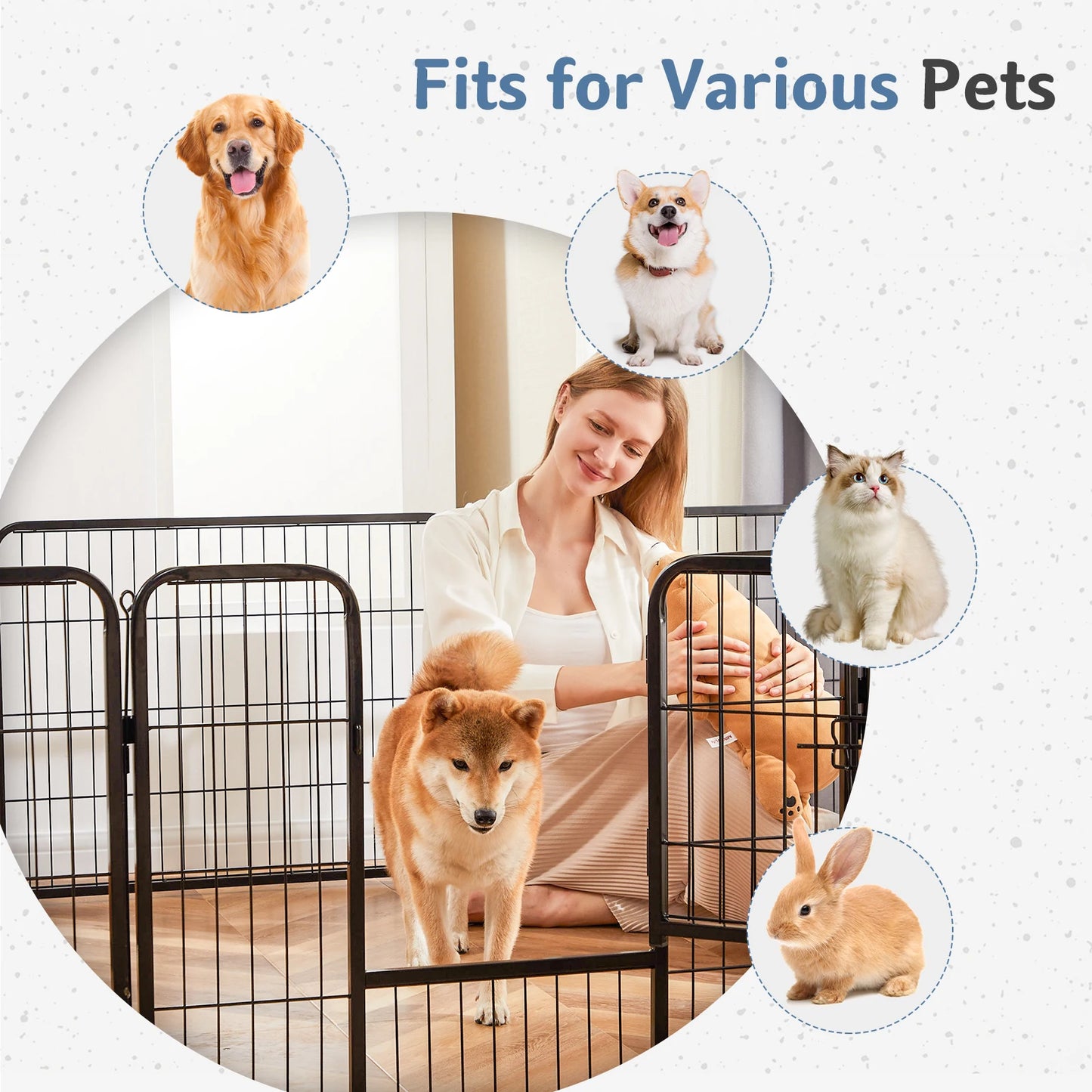 JHK Metal 8 Panel Dog Playpen Fence For Yard Outdoor