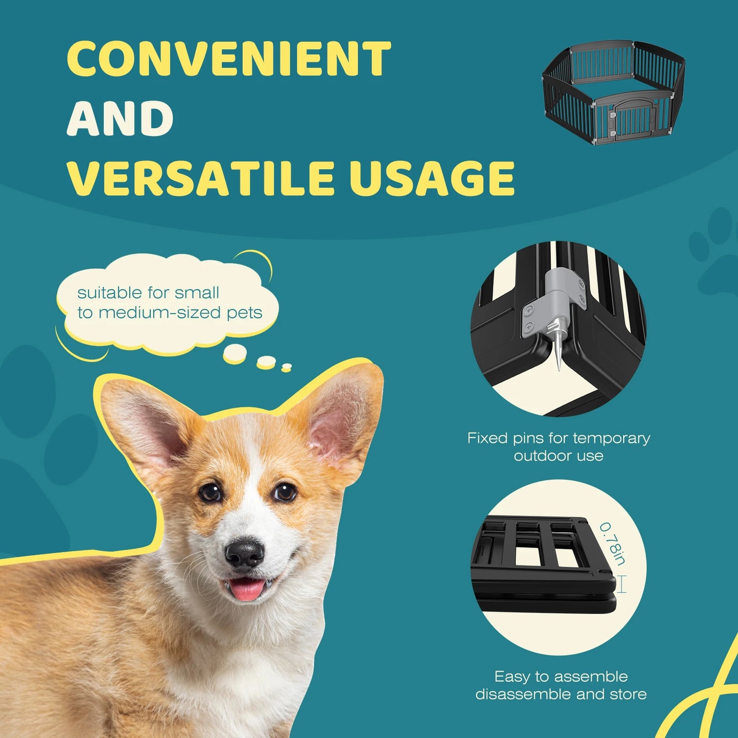 JHK Plastic Dog Playpen Indoor Outdoor Folding Fence