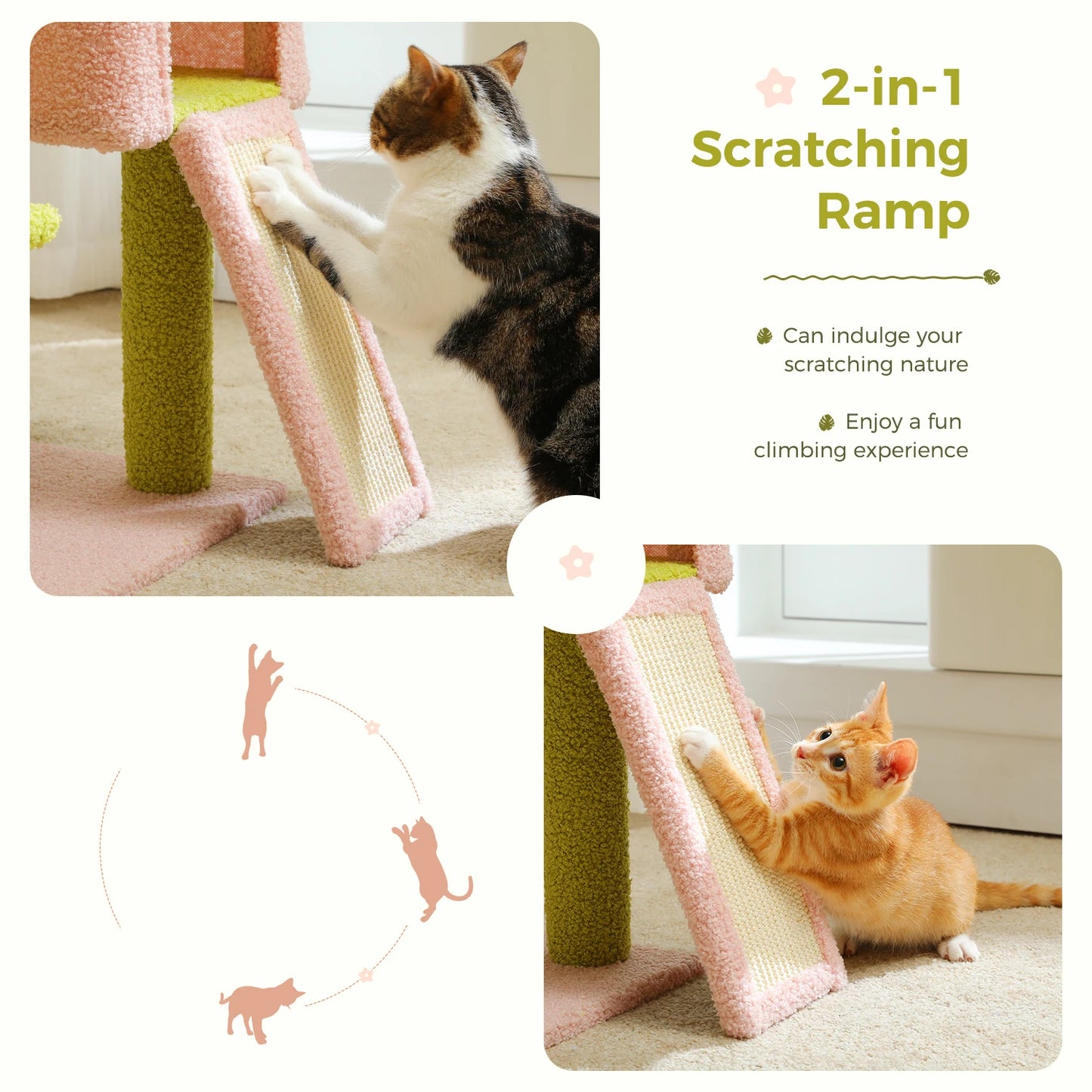 PAWZ Road Flower Cat Tree Multi Level Cat Tower With Sisal Covered Posts