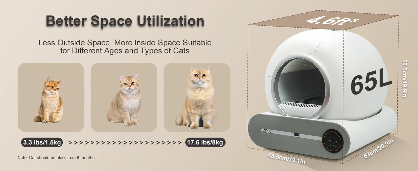 DOEL Automatic Self Cleaning Cat Litter Box With App Control