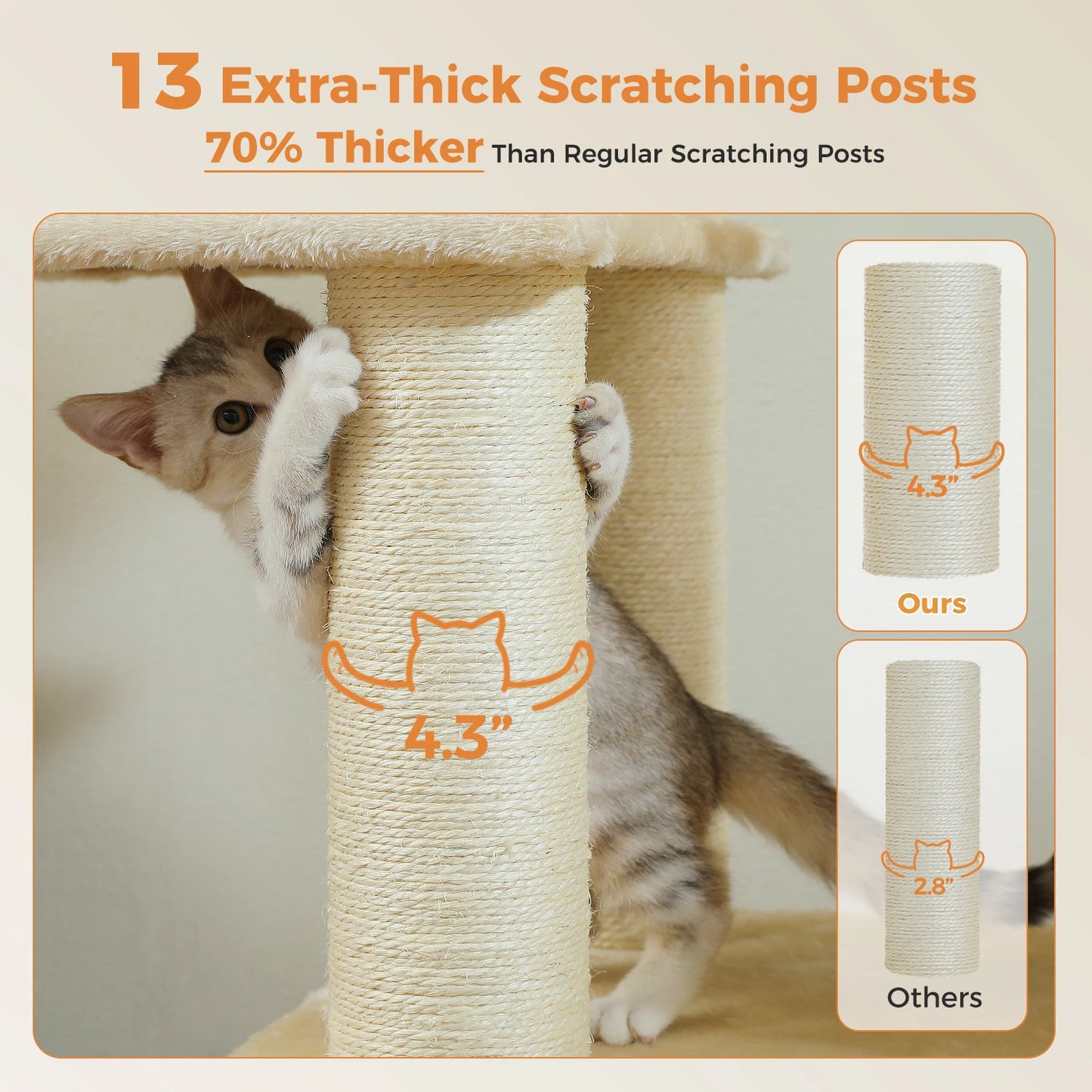 Pequlti Multi Level Cat Tree With Scratching Posts And Hammocks