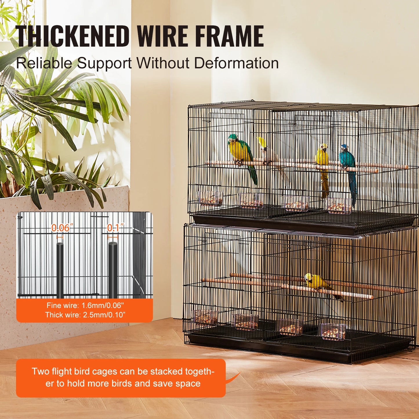 SucceBuy Stackable Divided Travel Bird Cage With Handle And Perch