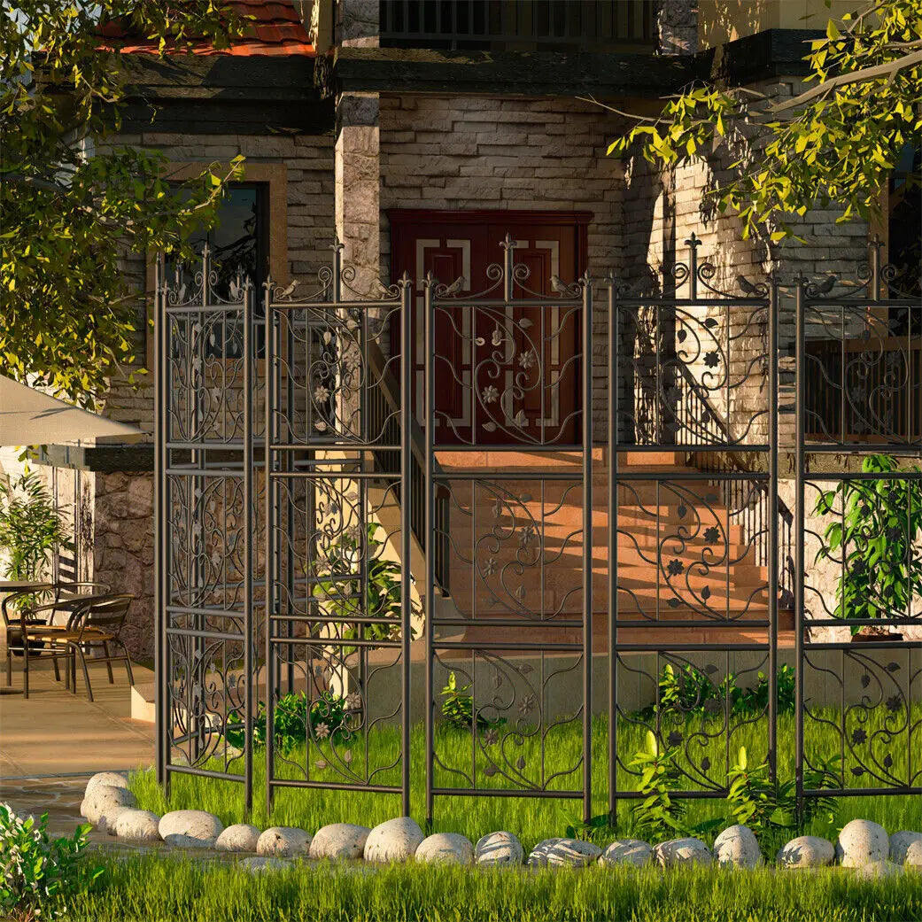 Metal Garden Trellis Bird Leaf Grid Panel Fence Climbing Plant Support Two Pack