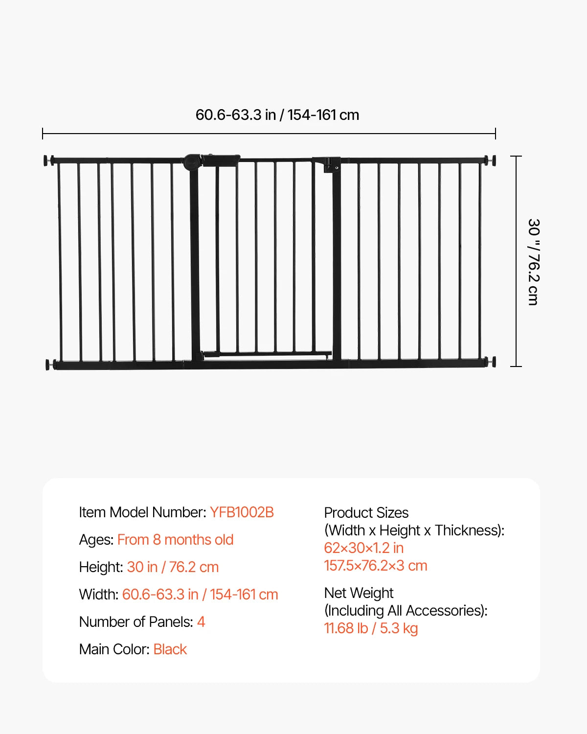 SucceBuy Baby Gate Walk Through Pressure Mount Safety Gate
