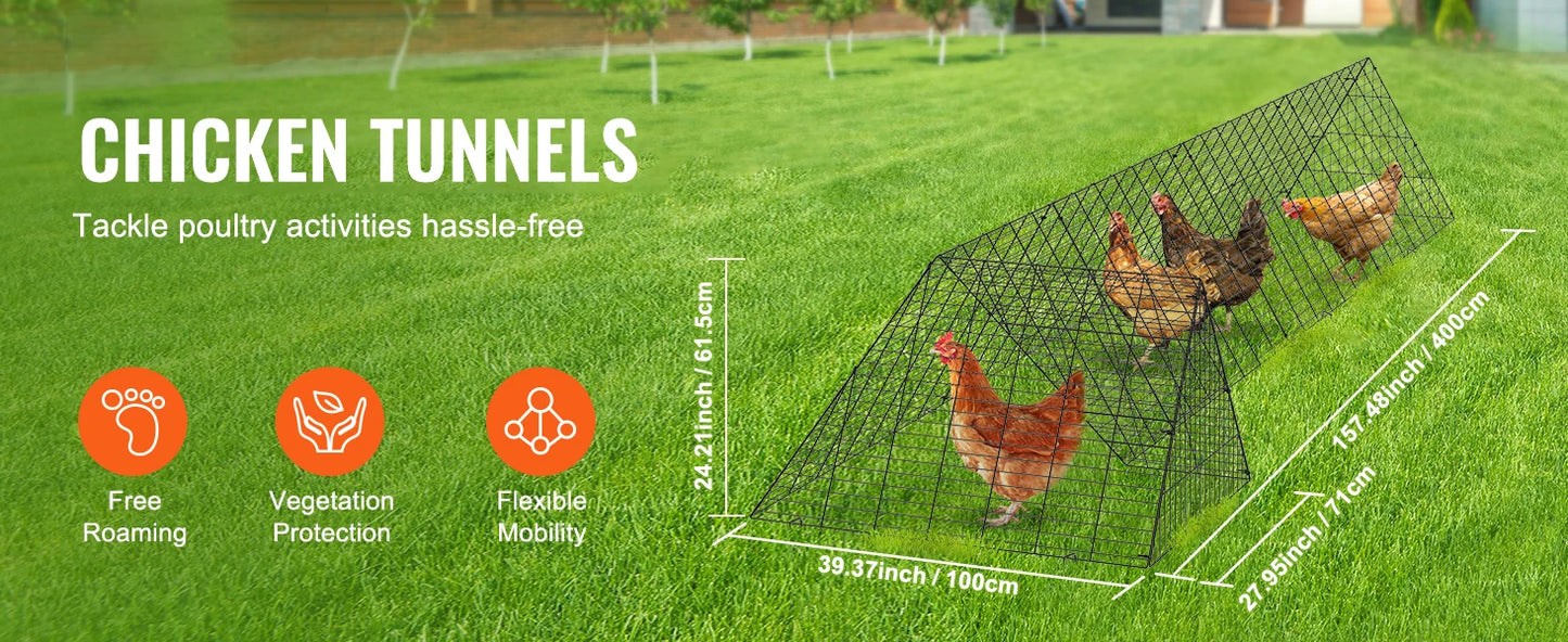 SucceBuy Portable Iron Chicken Tunnels For Secure Backyard Runs