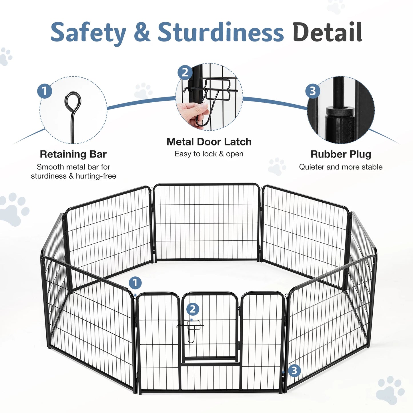 JHK Metal 8 Panel Dog Playpen Fence For Yard Outdoor