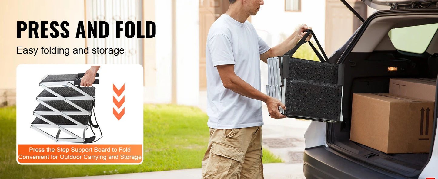 SucceBuy Foldable Aluminum Dog Car Steps Lightweight Portable Pet Ramp