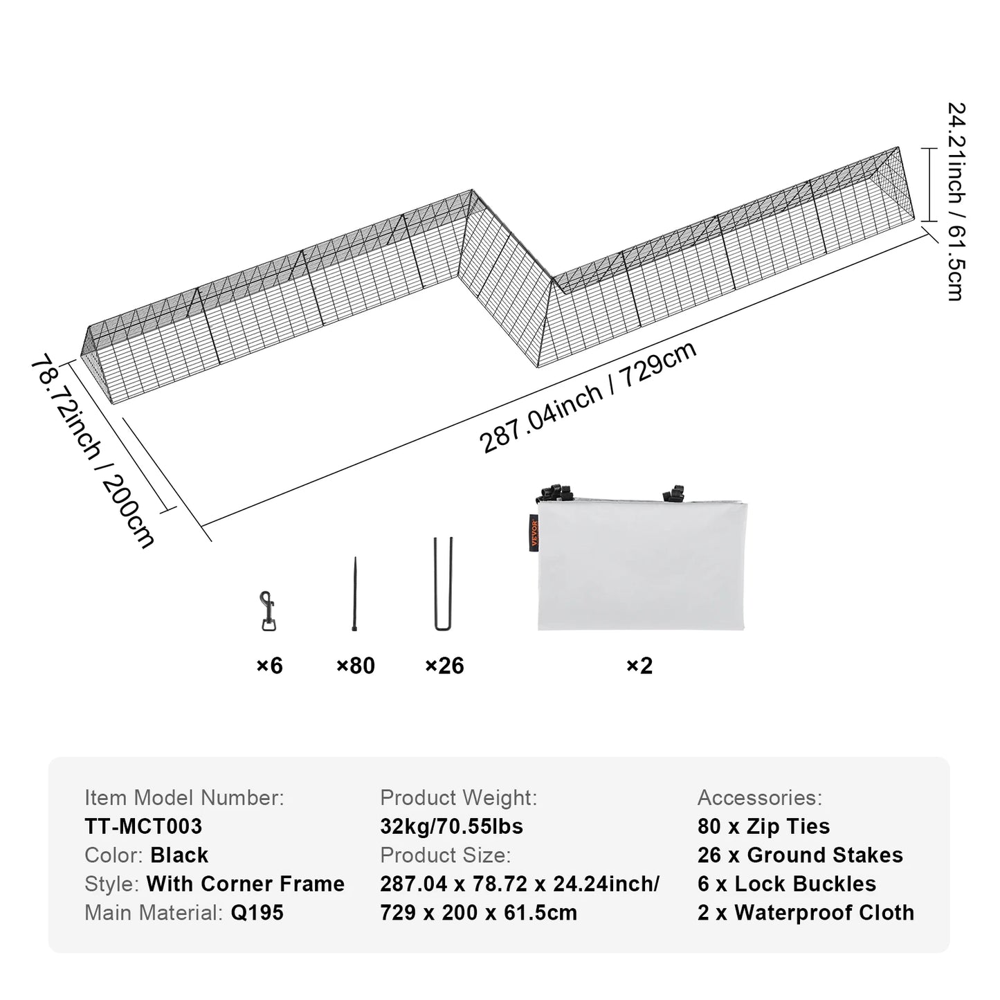 Succebuy Portable Outdoor Chicken Tunnels With Corner Frames For Garden