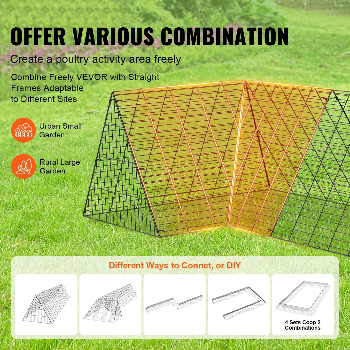SucceBuy Portable Iron Chicken Tunnels For Secure Backyard Runs