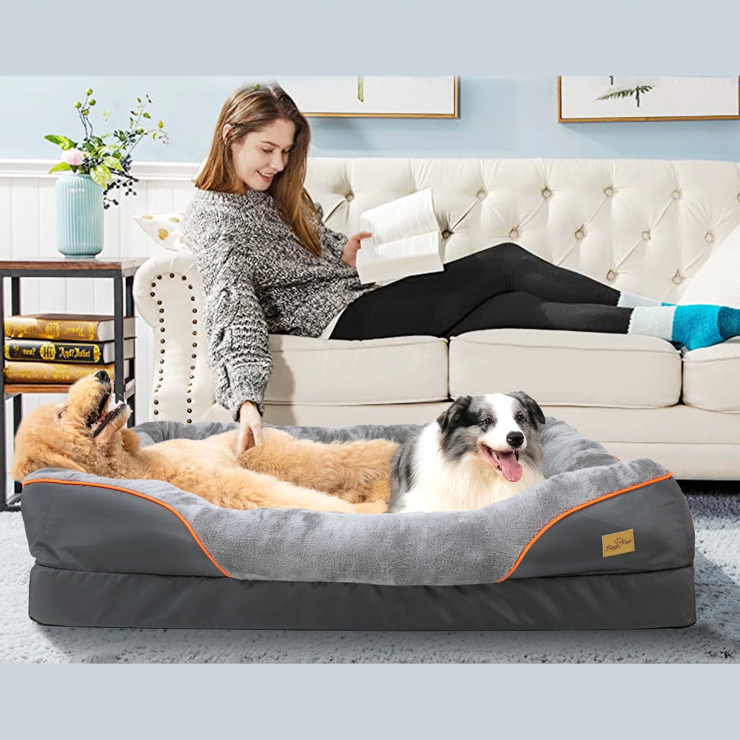 BINGOPAW Dog Bed With Removable Washable Cover Anti Allergy