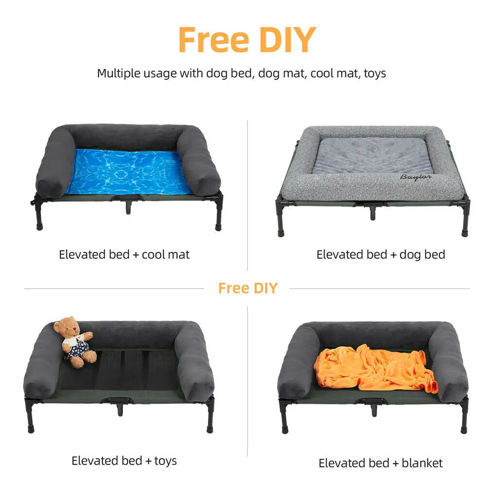 BINGOPAW Elevated Pet Lounger Bed For Dogs And Cats Indoor Outdoor