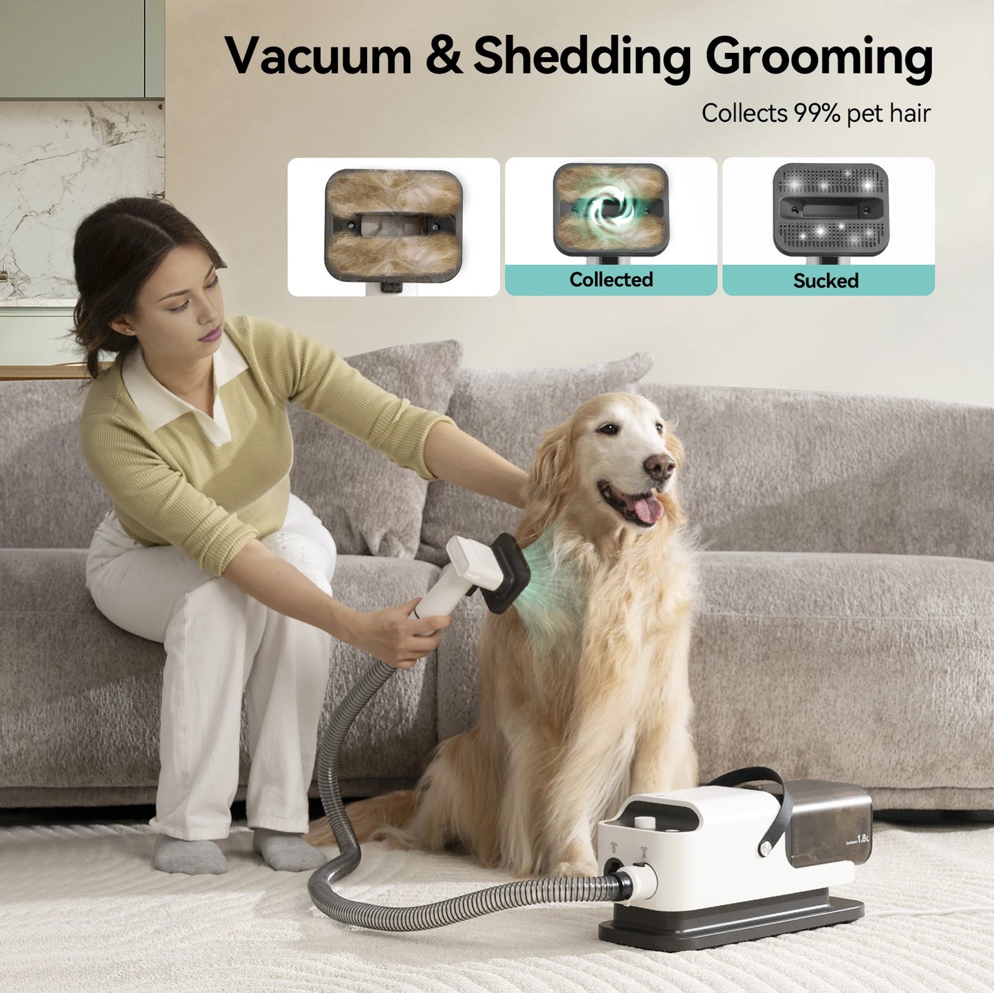 P1 Portable Pet Grooming Vacuum And Hair Dryer Set