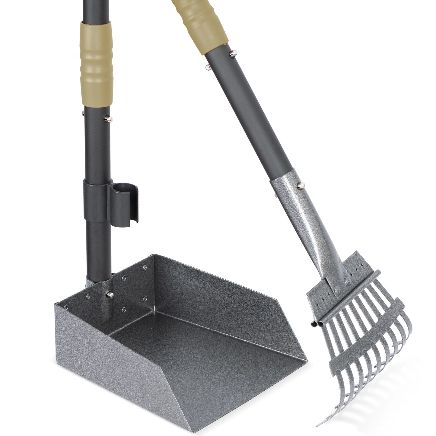 Dog Pooper Scooper And Rake Set With Adjustable Stainless Handles