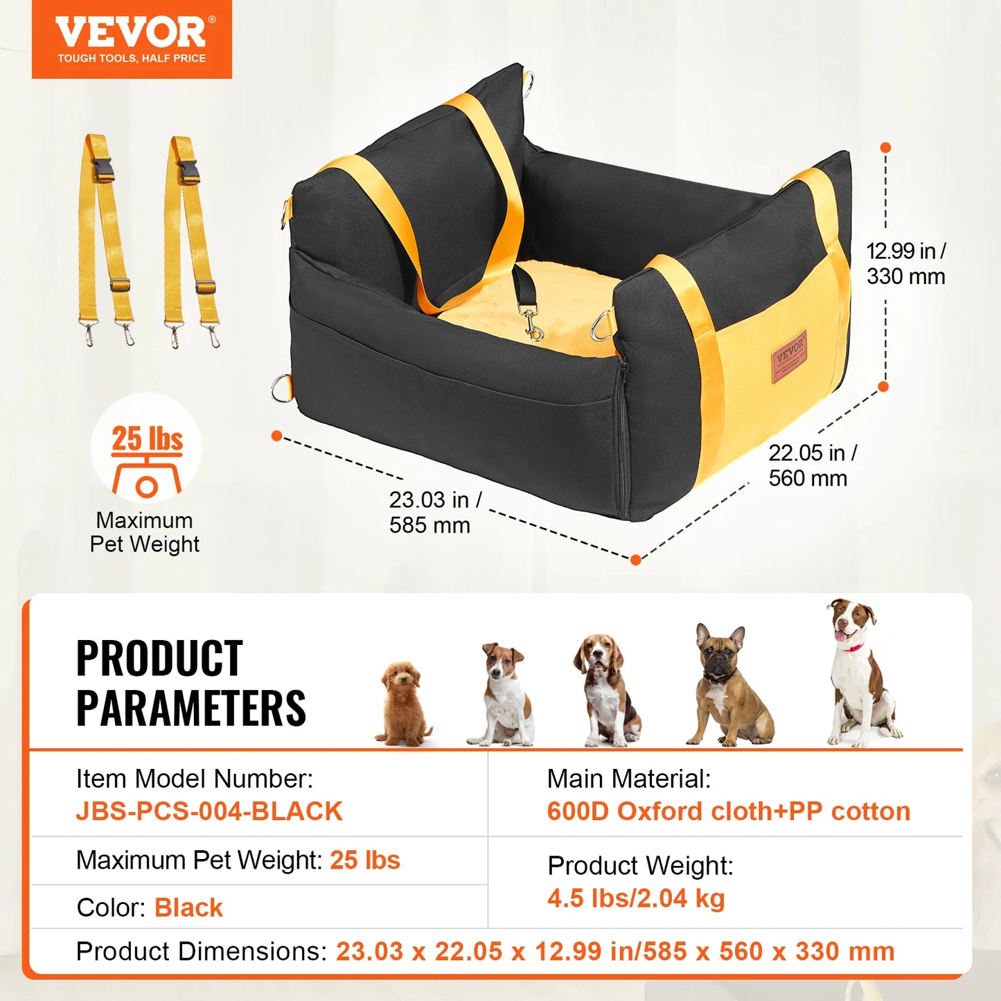 SucceBuy Waterproof Dog Car Seat Booster With Clip On Safety Leash