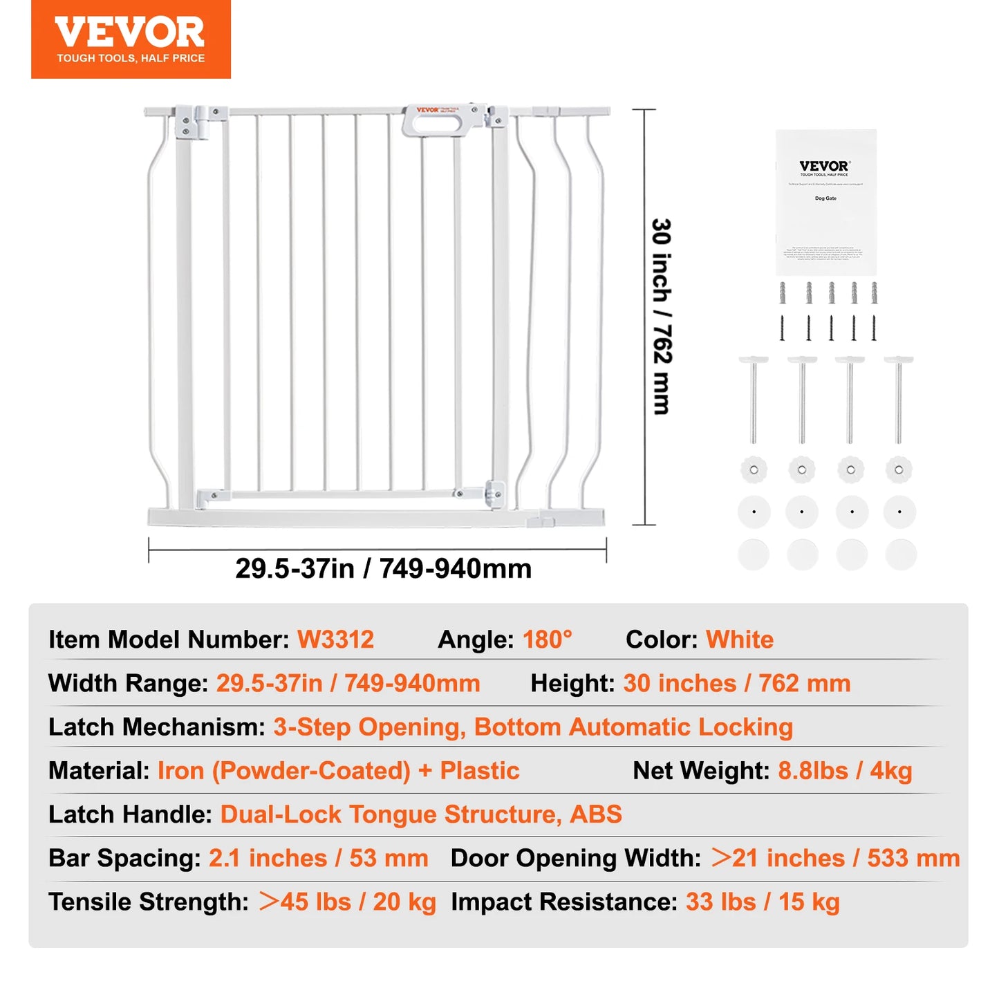 SucceBuy Baby Gate Walk Through Pressure Mount Safety Gate