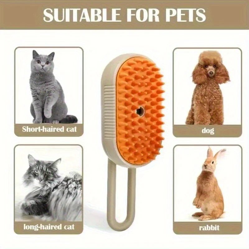 Grooming Steam Brush For Pets Cat Hair Removal And Massage