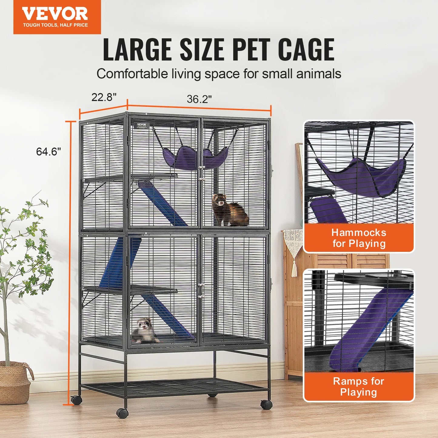 Ferret Cage Rolling Metal Four Tier Critter Nation Cage