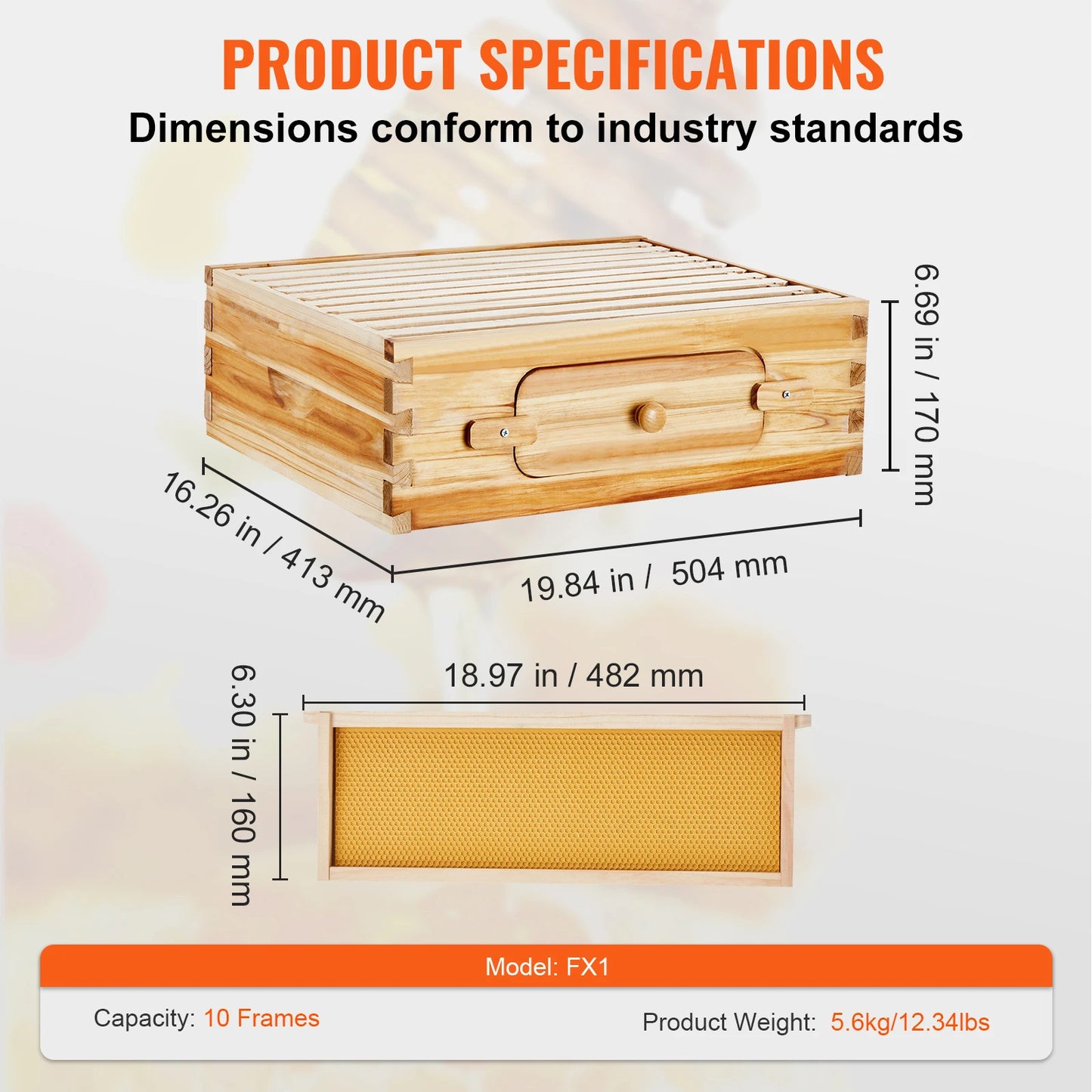 SucceBuy Langstroth Bee Hive Deep Box Starter Kit With 100 Percent Beeswax Coated Natural Cedar Wood