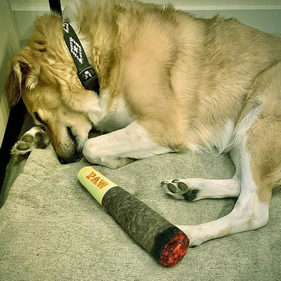 Cigar Design Plush Squeaky Interactive Dog Chew Toy