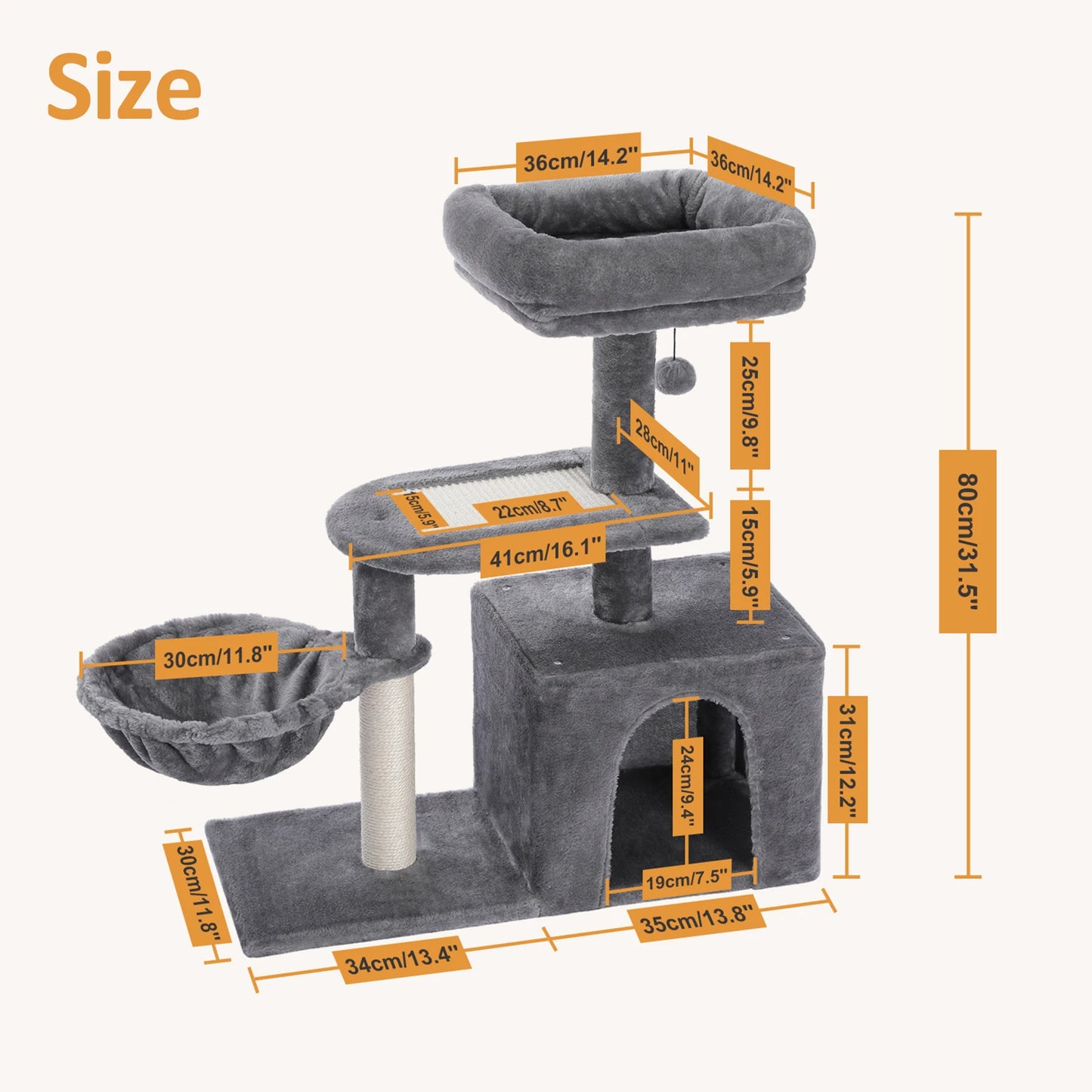 PAWZ Road Cat Tree Tower Three-Tier Cat Activity for Indoor Cats