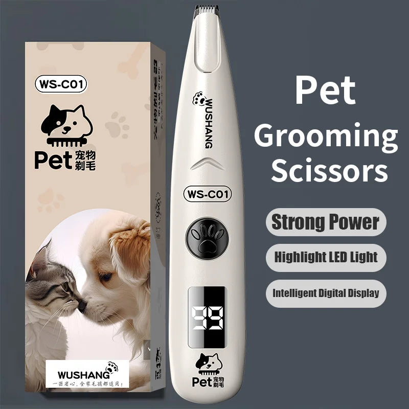 Dog Grooming Trimmer With LED Light Waterproof Low Noise