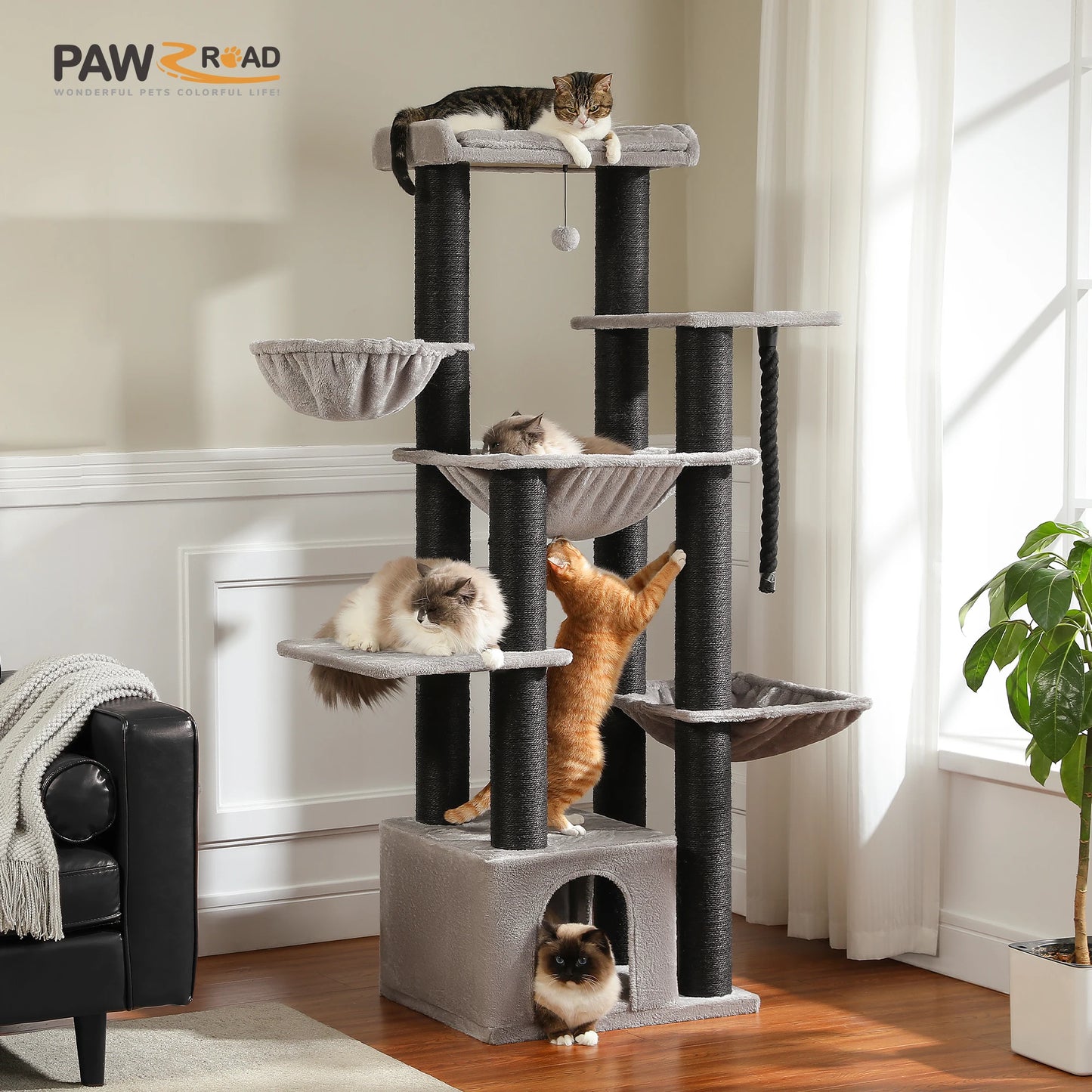 PAWZ Road Large Cat Tree With Hammock And Multiple Levels